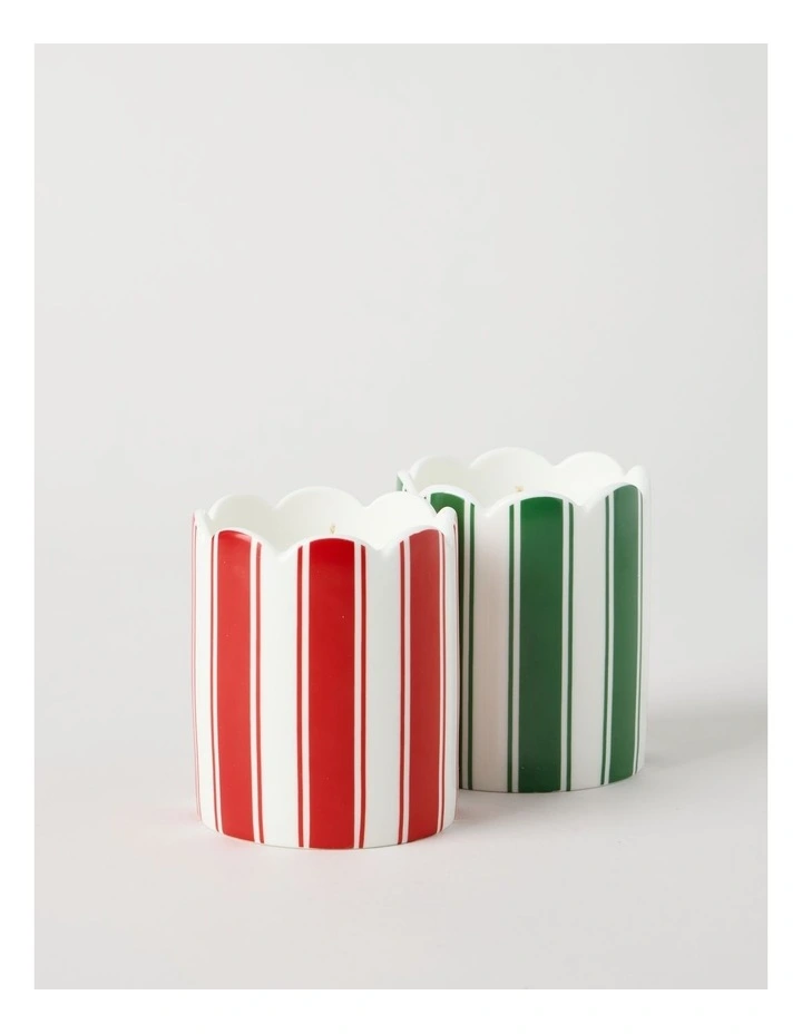 Ceramic Christmas Candle 300g in Red and White Stripe image 4