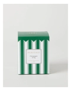 Ceramic Christmas Candle 300g in Green and White Stripe