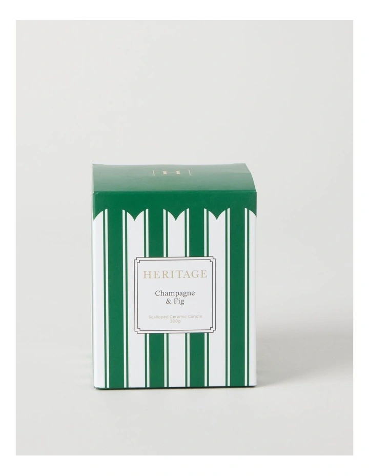 Ceramic Christmas Candle 300g in Green and White Stripe image 1