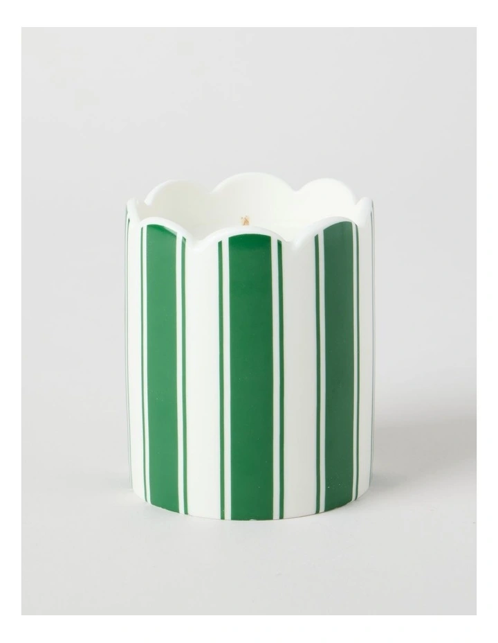 Ceramic Christmas Candle 300g in Green and White Stripe image 3