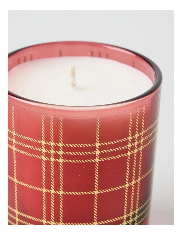 Tartan Christmas Candle 210g in Red image 3