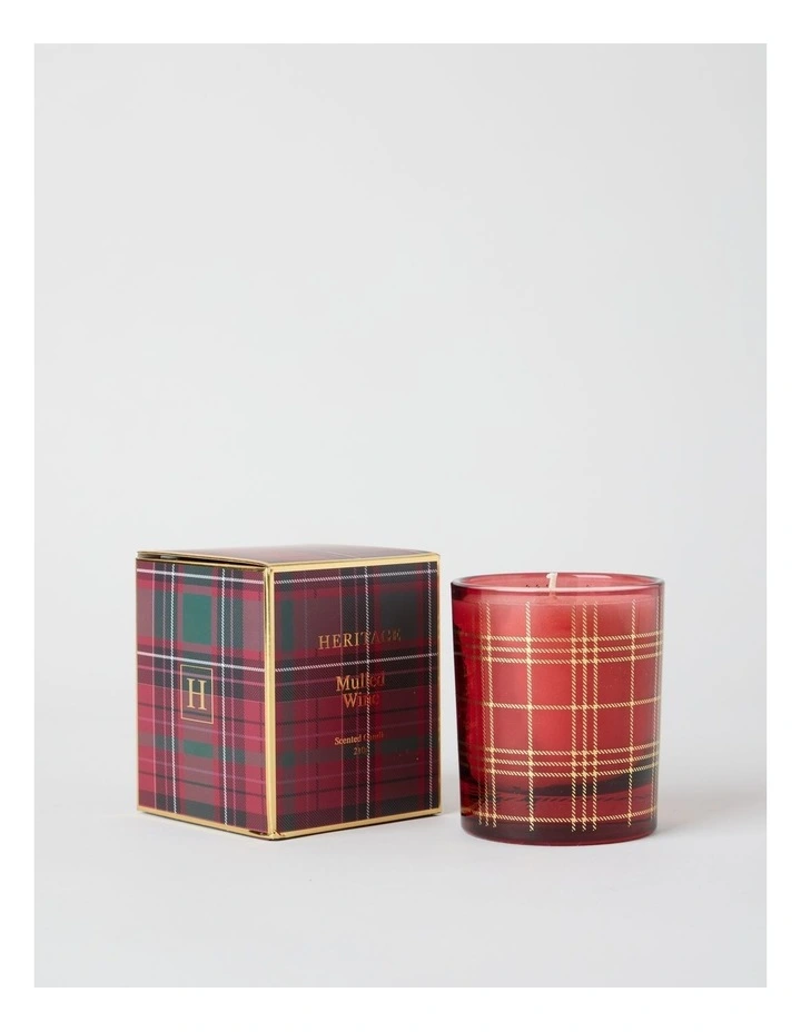 Tartan Christmas Candle 210g in Red image 4