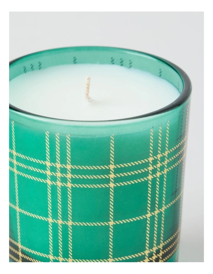 Tartan Christmas Candle 210g in Green image 3