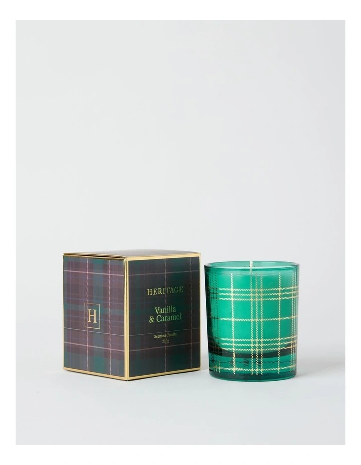 Tartan Christmas Candle 210g in Green image 4