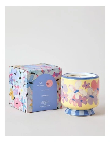 Haze II Geranium Decal Candle 350g in Yellow