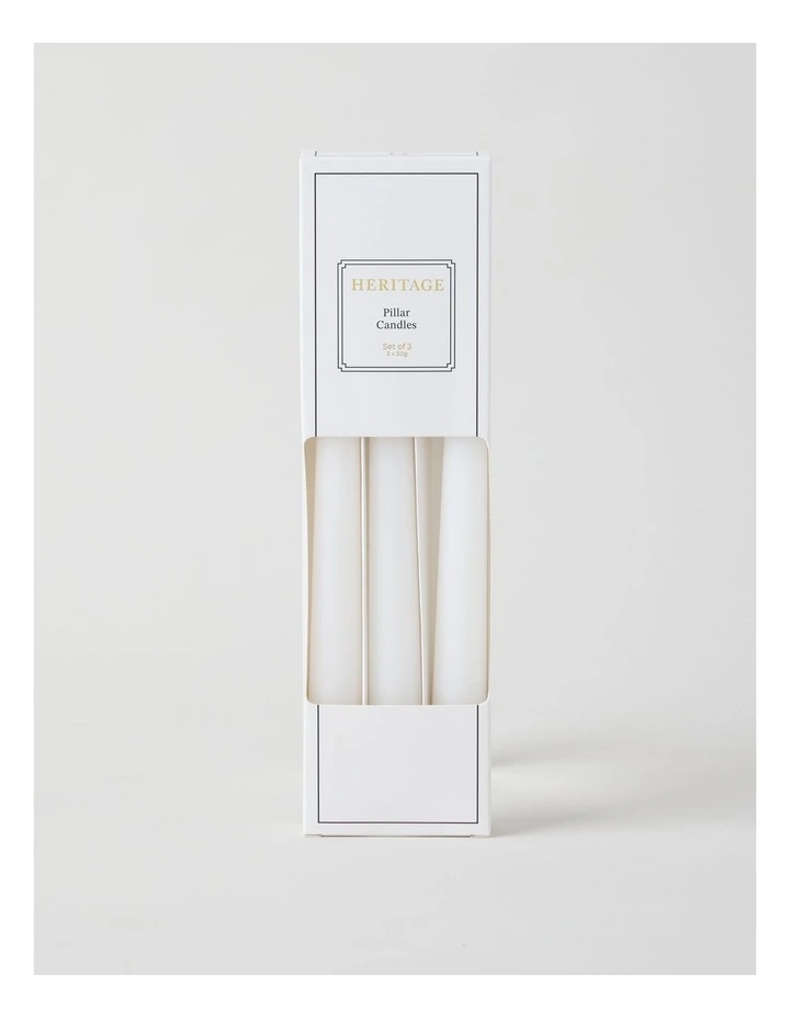 Pillar Candles Set of 3 in White image 2
