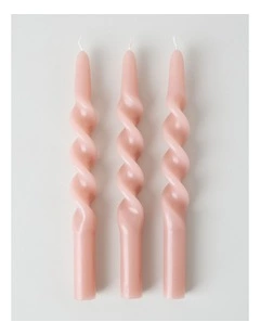 Wavy Pillar Candles Set of 3 in Bubble Pink