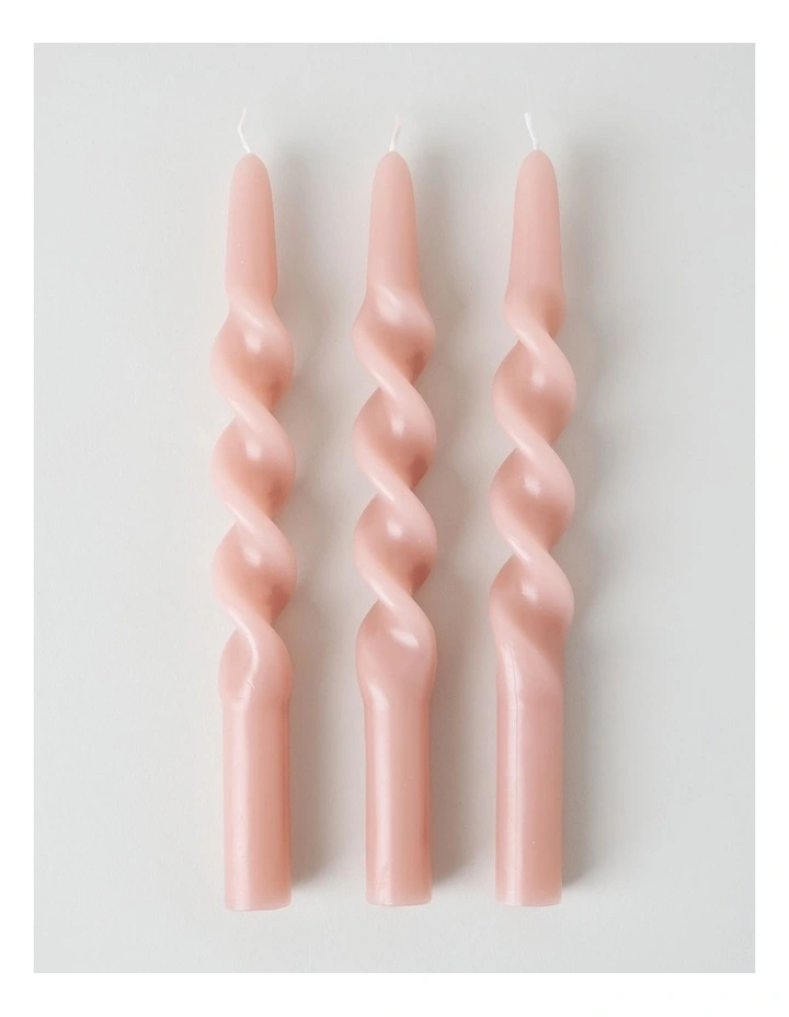 Wavy Pillar Candles Set of 3 in Bubble Pink image 1