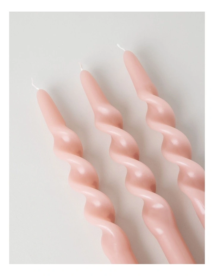 Wavy Pillar Candles Set of 3 in Bubble Pink image 3