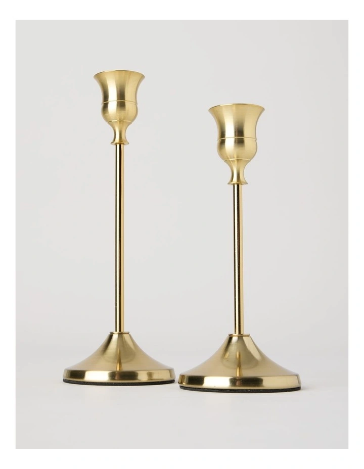 Set of 2 Candleholders in Gold: 19 and 16cm image 4