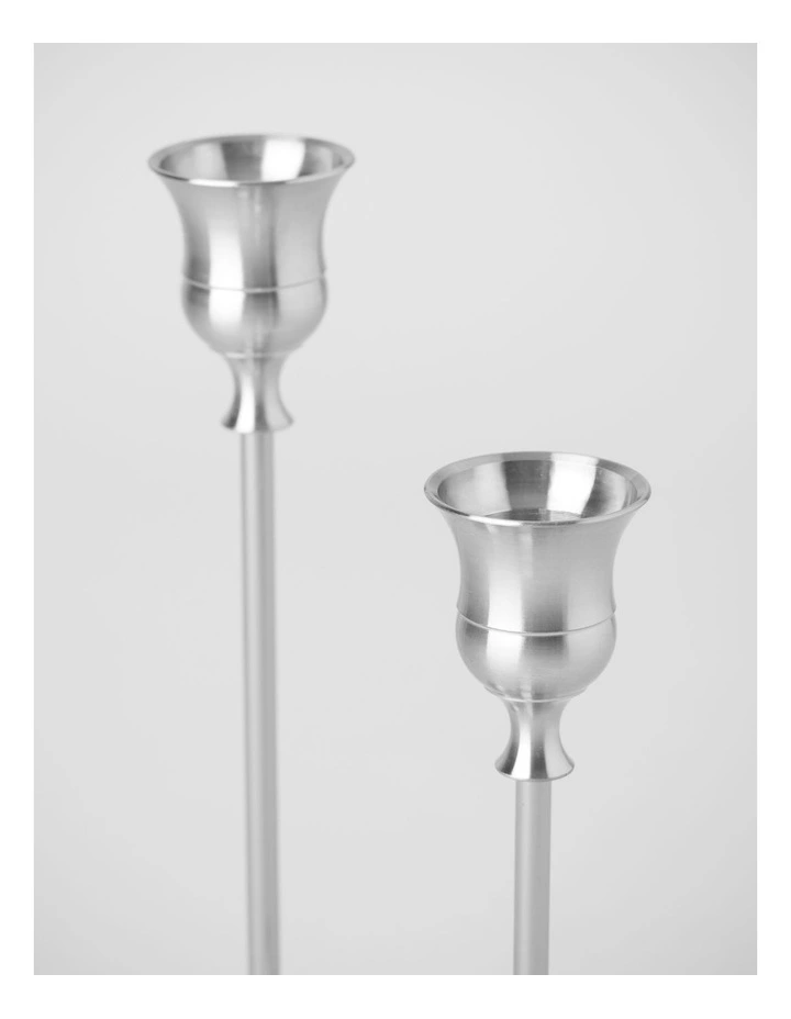 Set of 2 Candleholders in Silver: 19 and 16cm image 2