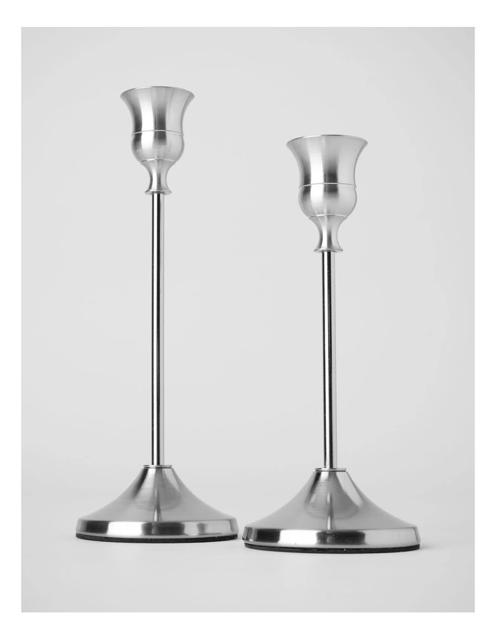 Set of 2 Candleholders in Silver: 19 and 16cm image 3
