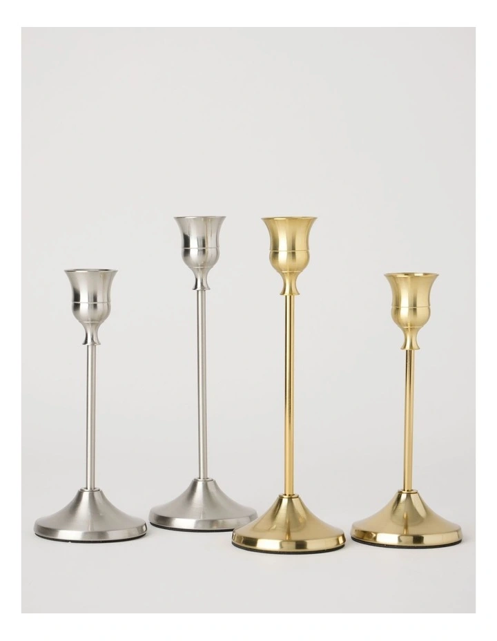 Set of 2 Candleholders in Silver: 19 and 16cm image 4