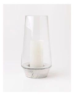 White Washed Hurricane Candle Holder Large 32cm in White