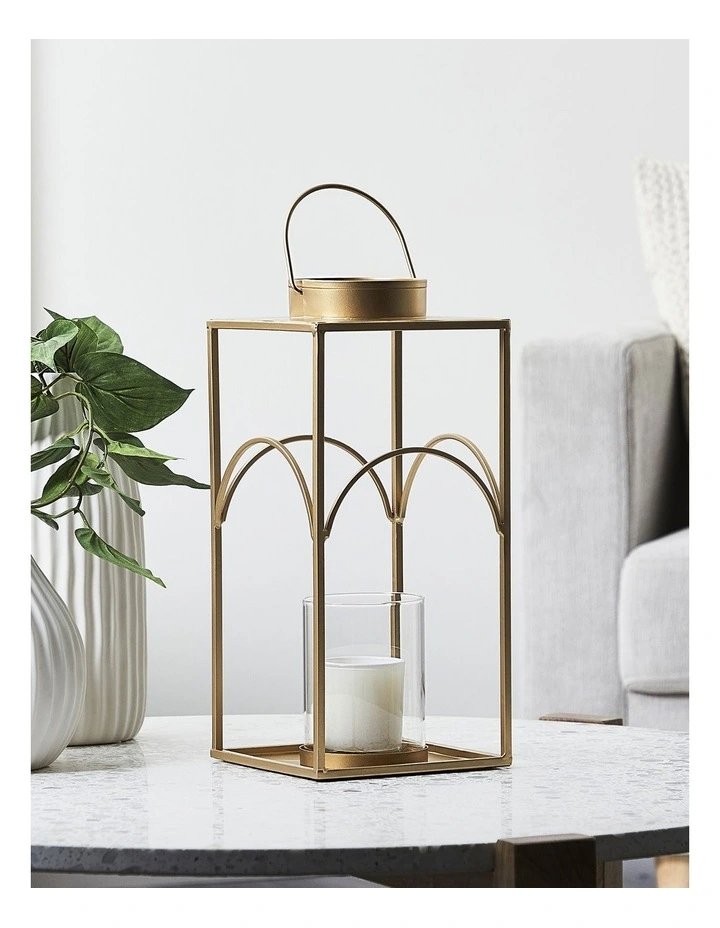 Juliet Arched Candle Holder Lantern Medium 34.5x16x16cm in Gold image 2