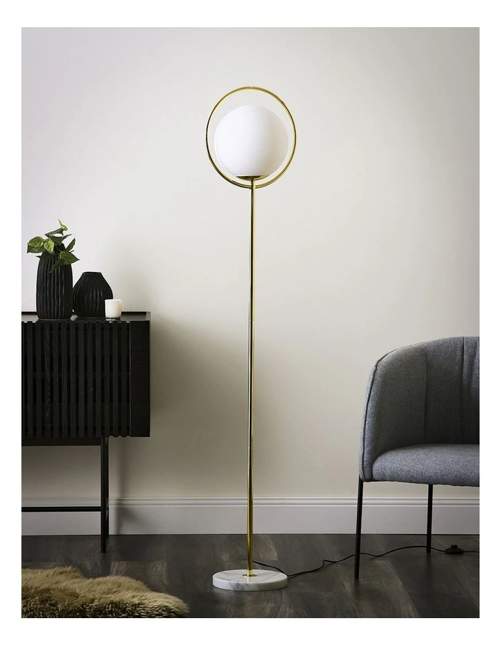 Sierra Floor Lamp Metal Base with Glass Ball 168x28x30cm in Gold image 2