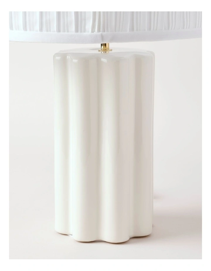 Riley Scallop Column Table Lamp 50cm in White image 2