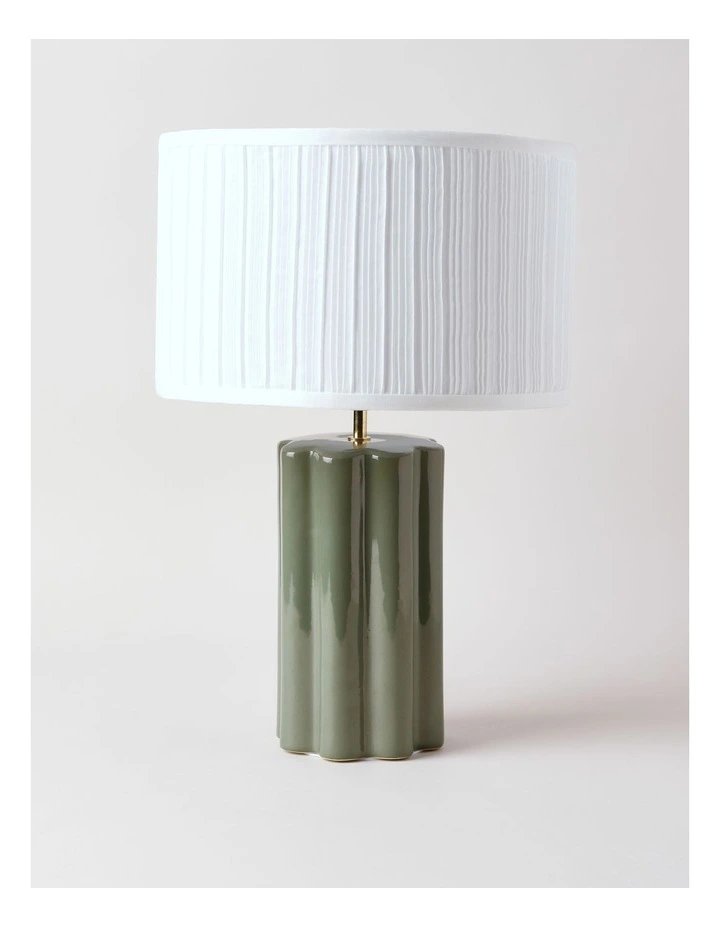 Riley Scallop Column Table Lamp 50cm in Green image 1