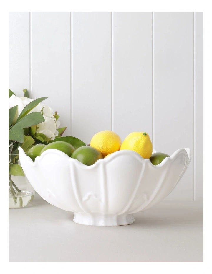 Forde Ceramic Petal Bowl in White 34cm image 1