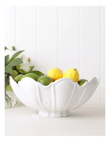 Forde Ceramic Petal Bowl in White 34cm