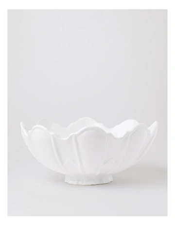 Forde Ceramic Petal Bowl in White 34cm
