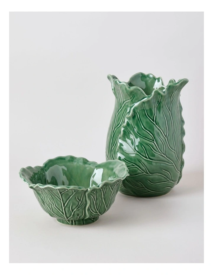 Ivy Cabbage Decorative Bowl 26cm in Green image 5