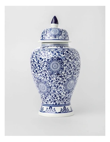 Hand Painted Large Ginger Jar 25x46cm in Blue