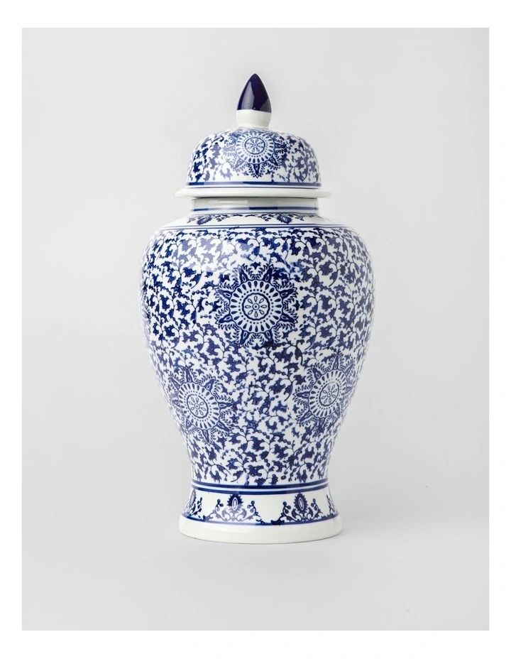 Hand Painted Large Ginger Jar 25x46cm in Blue image 1