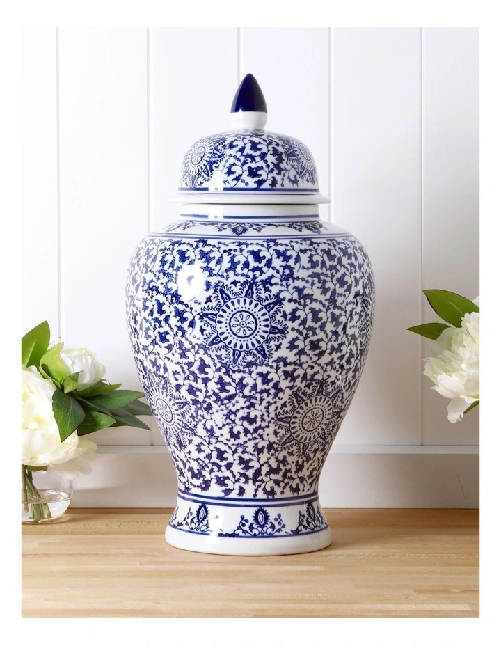 Hand Painted Large Ginger Jar 25x46cm in Blue image 2