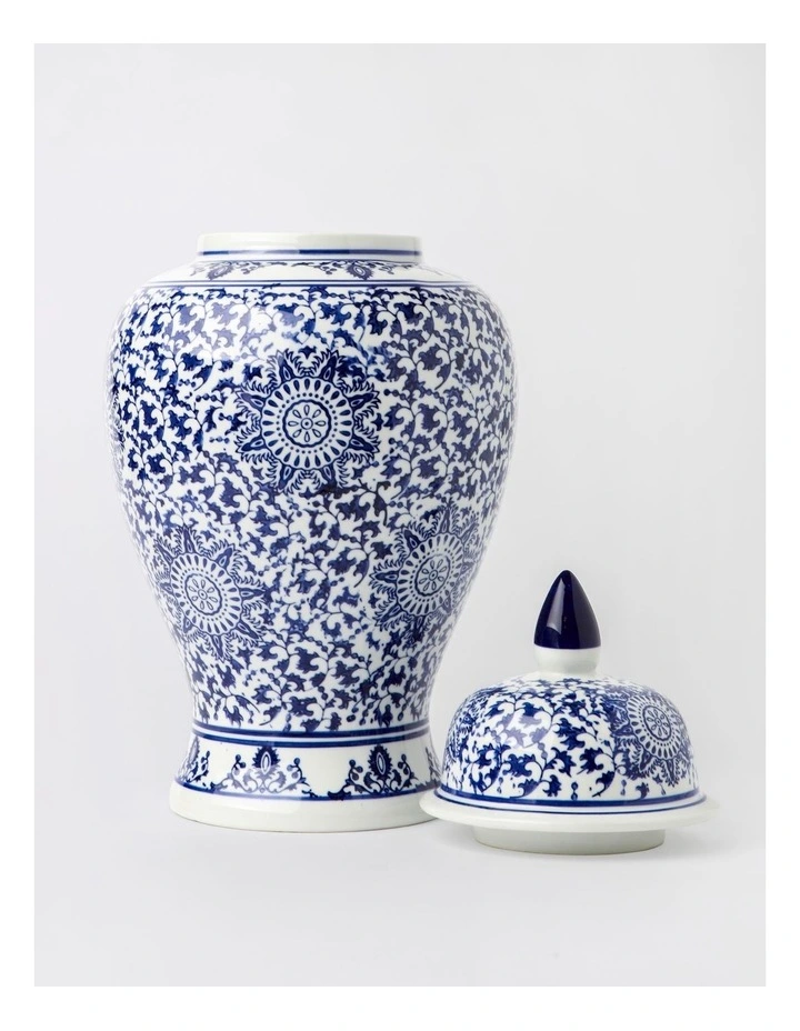 Hand Painted Large Ginger Jar 25x46cm in Blue image 3