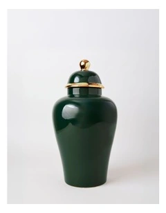 Plain Glass Ginger Jar 36cm in Green