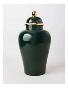 Plain Glass Ginger Jar 45cm in Green