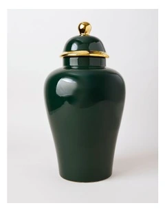 Plain Glass Ginger Jar 45cm in Green