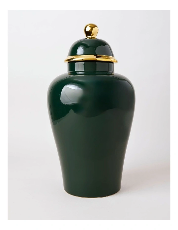 Plain Glass Ginger Jar 45cm in Green image 1