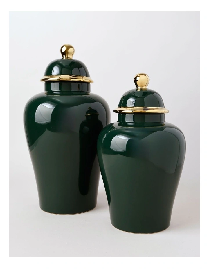 Plain Glass Ginger Jar 45cm in Green image 3