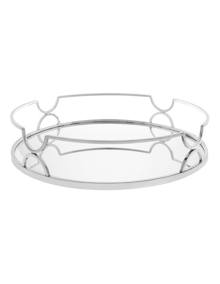 Decorative Round Tray with Mirrored Base Silver