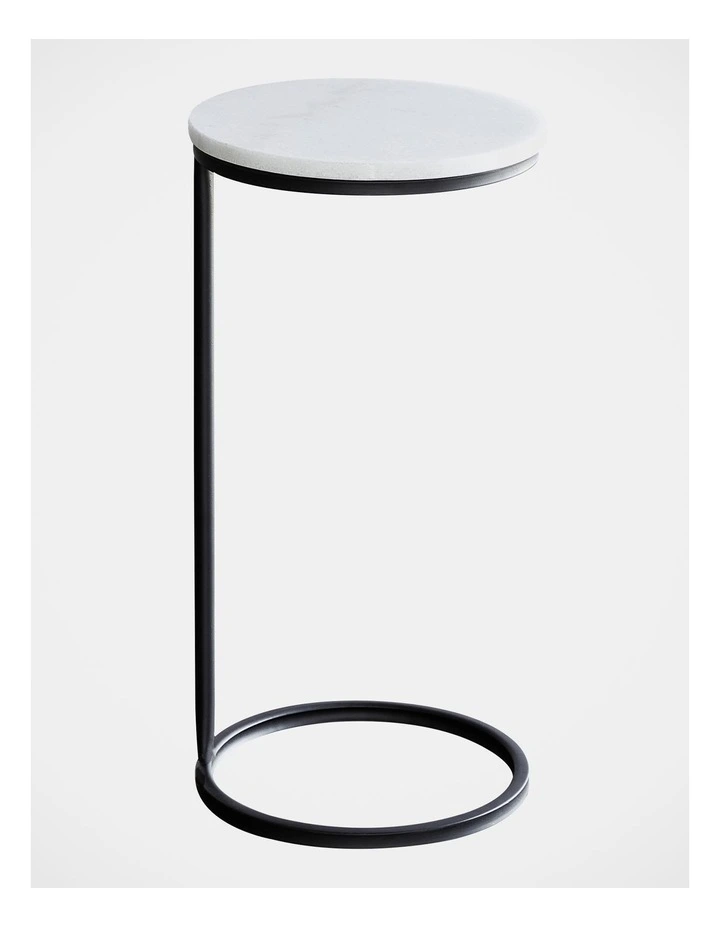 Gorge Marble Top Side Table 61x30x30cm in White Marble/Black image 1