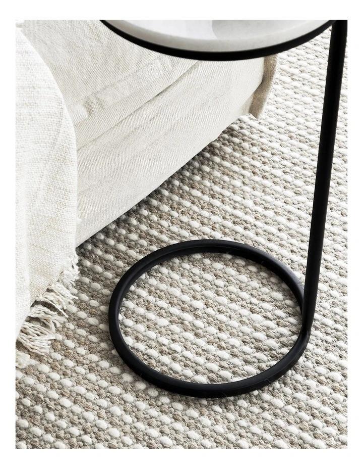 Gorge Marble Top Side Table 61x30x30cm in White Marble/Black image 3