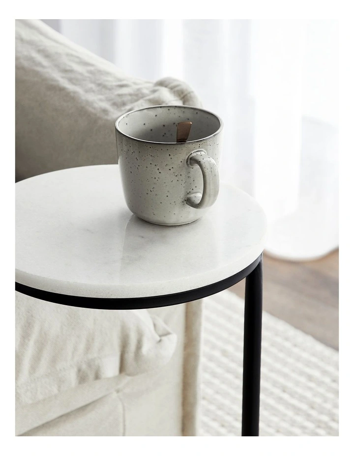 Gorge Marble Top Side Table 61x30x30cm in White Marble/Black image 4