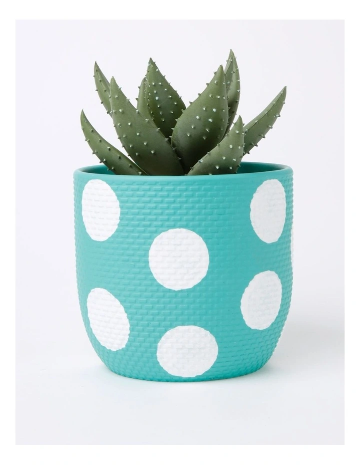 Vue Rubberised Planter Pot 15.5x18cm in Green/White MYER