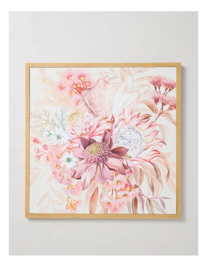 Lauren Stringini Floral Coral Wall Art 90 x 90cm image 1