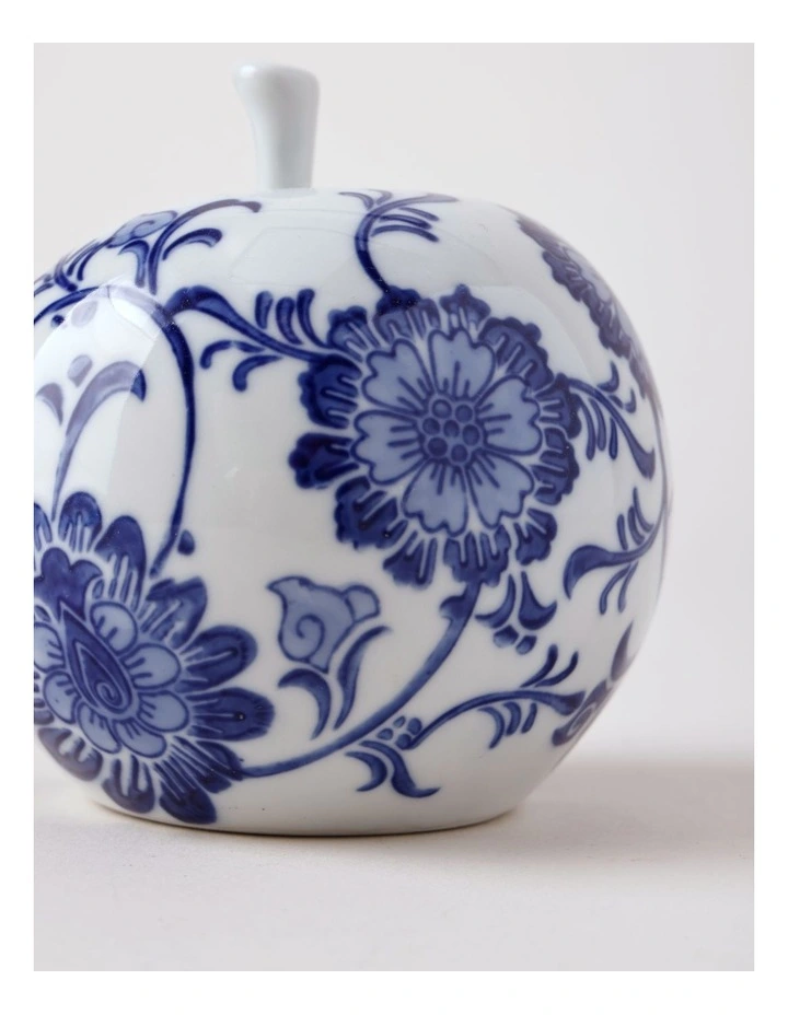 Hand Painted Porcelain Apple Sculpture 10x10cm in Blue image 2