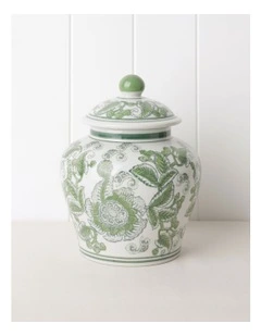 Hand Painted Ginger Jar 24cm in Green