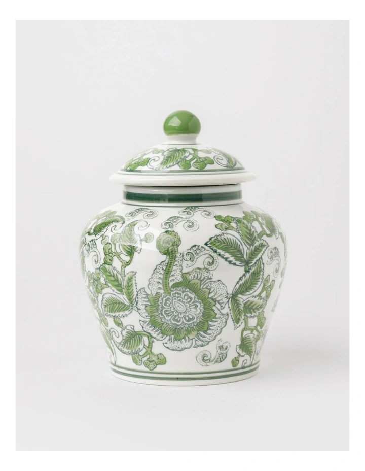 Hand Painted Ginger Jar 24cm in Green image 2