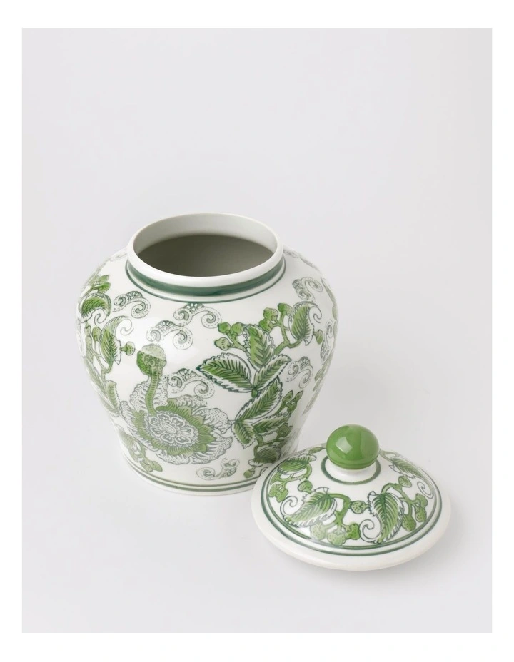 Hand Painted Ginger Jar 24cm in Green image 3