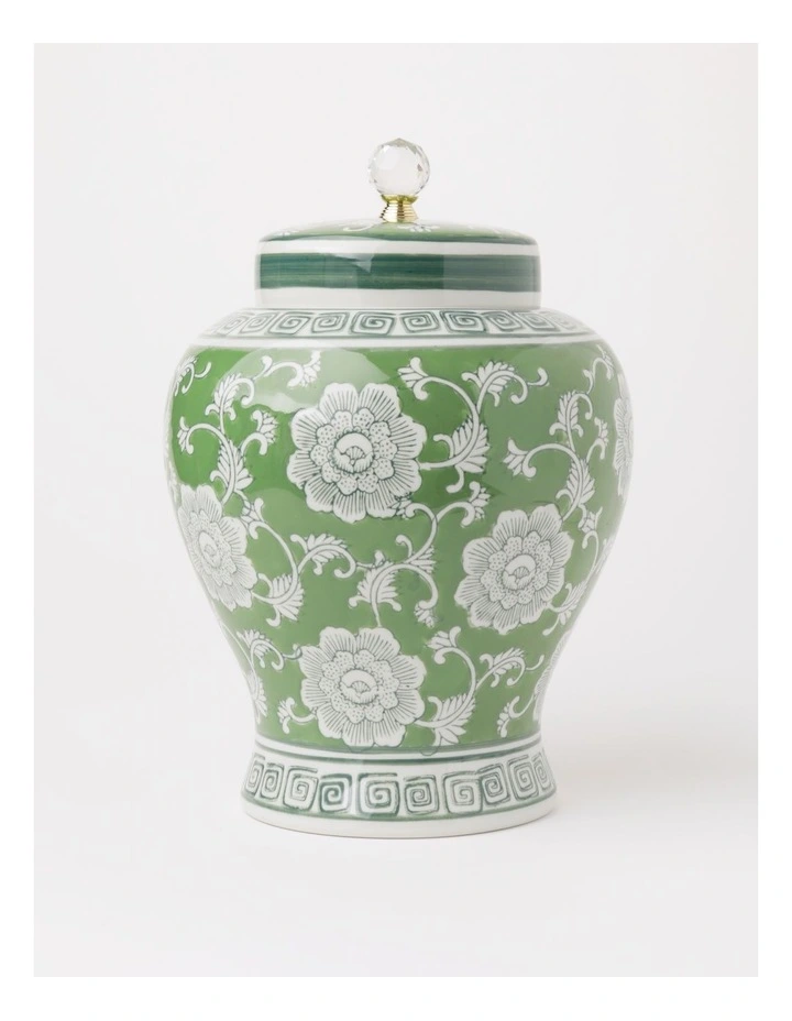 Hand Painted Ginger Jar 32cm in Green image 3