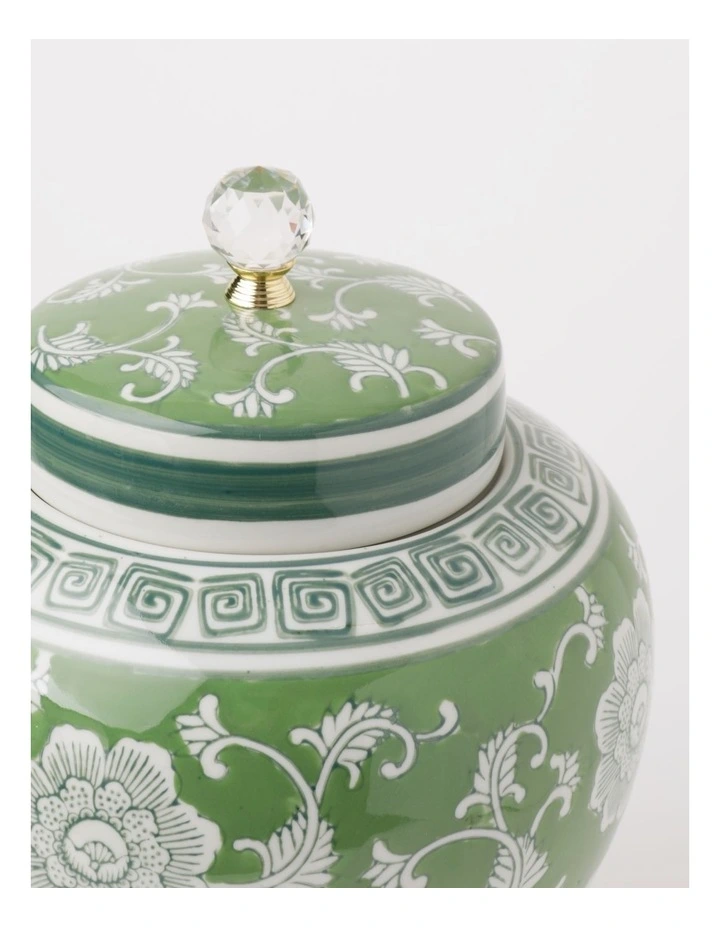 Hand Painted Ginger Jar 32cm in Green image 4