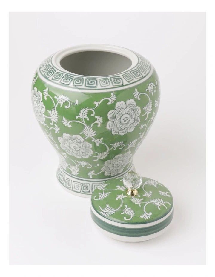 Hand Painted Ginger Jar 32cm in Green image 5