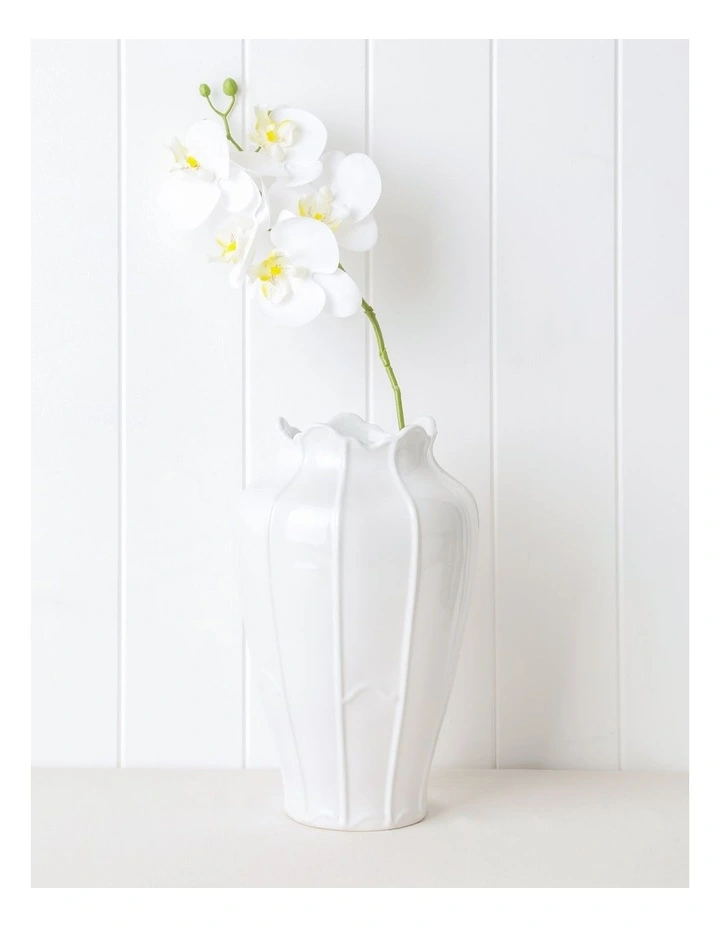 Forde Ceramic Vase 30cm in White image 2