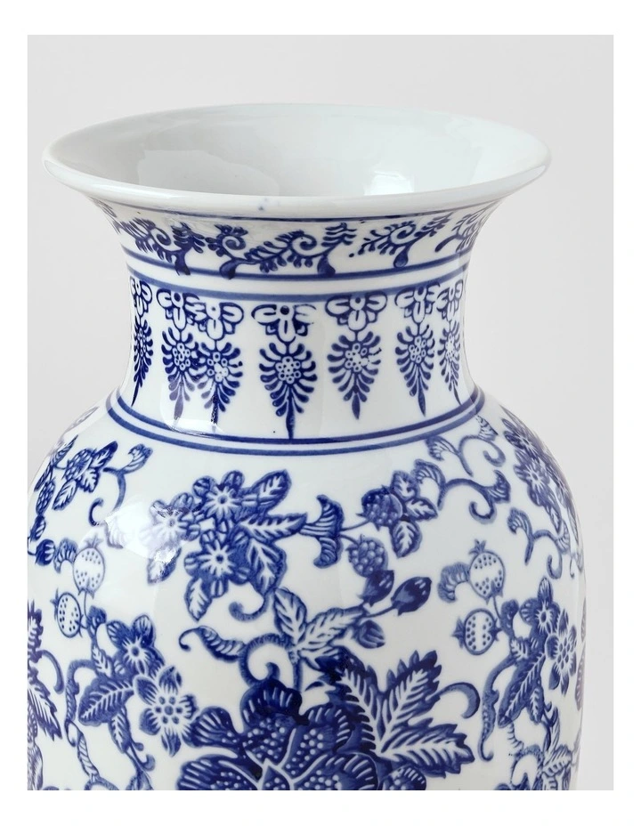 Hand Painted Tall Ginger Jar Vase in Blue 35cm image 3